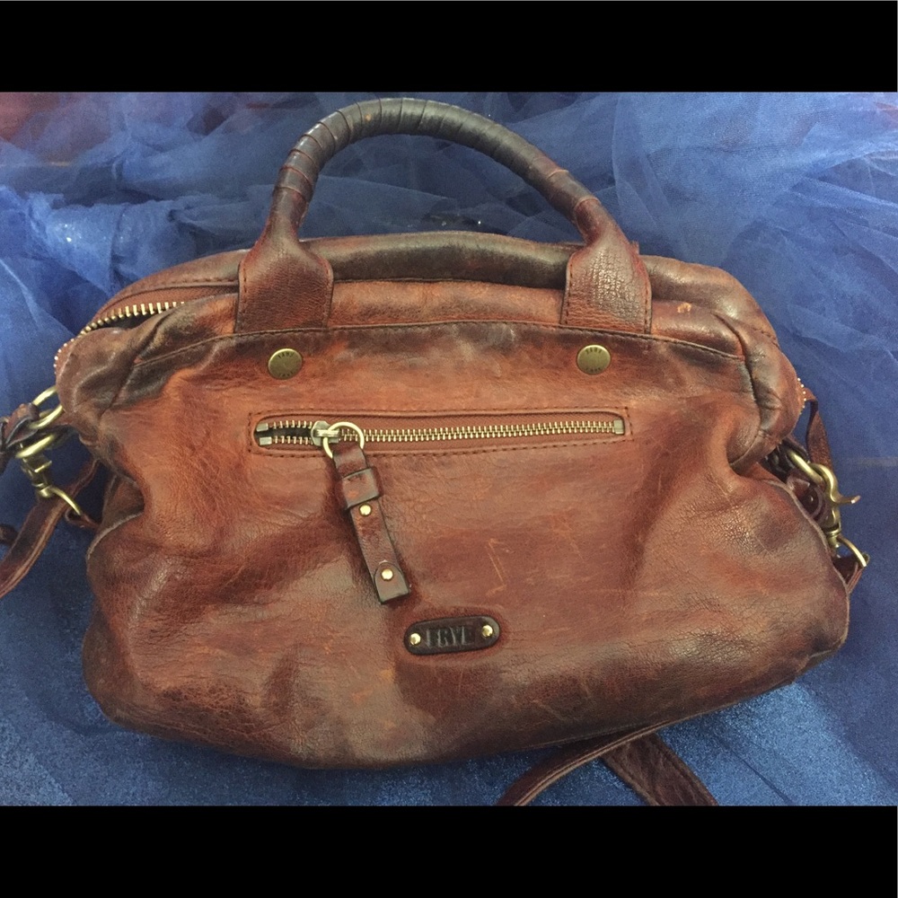 FRYE ELAINE COGNAC SATCHEL Crossbody Handbag GORG - Picture 7 of 9